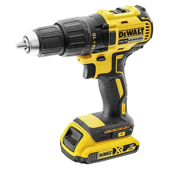 DeWalt XR 18V Taladro atornillador de batería DCD777D2T-QW - 18 V, 2 baterías, 2 Ah, 65 Nm - Taladro inalámbrico DeWalt amarillo y negro con un sistema de batería de 18V para aplicaciones de taladrado versátiles.