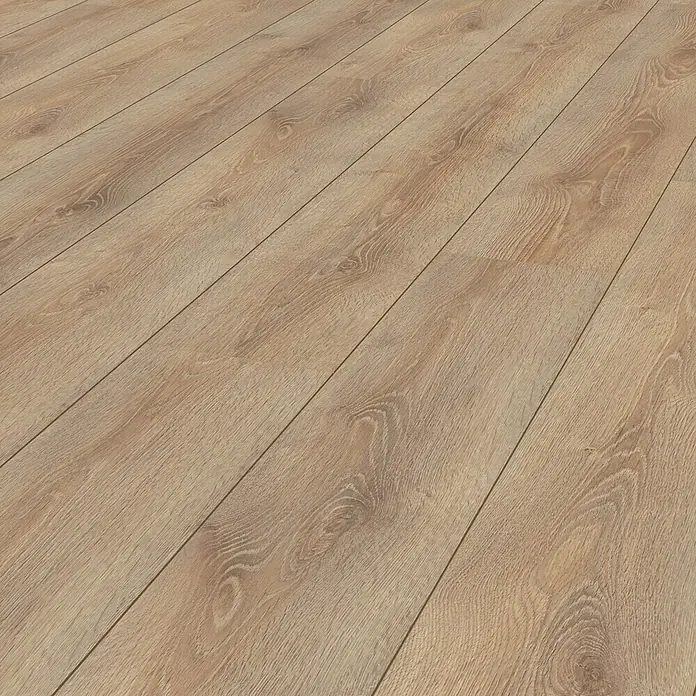 LOGOCLIC Family Laminatmuster Bilbao - 300 x 195 x 7 mm, Landhausdiele - Ein warmtoniges Laminatbodenmuster mit natürlicher Holzoptik, das eine behagliche und stilvolle Atmosphäre schafft.