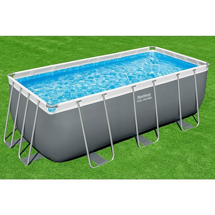 Bestway Opzetzwembad Steel Pro Max Set (l x b x h: 412 x 201 x 122 cm, Grijs, 8.124 l) | BAUHAUS