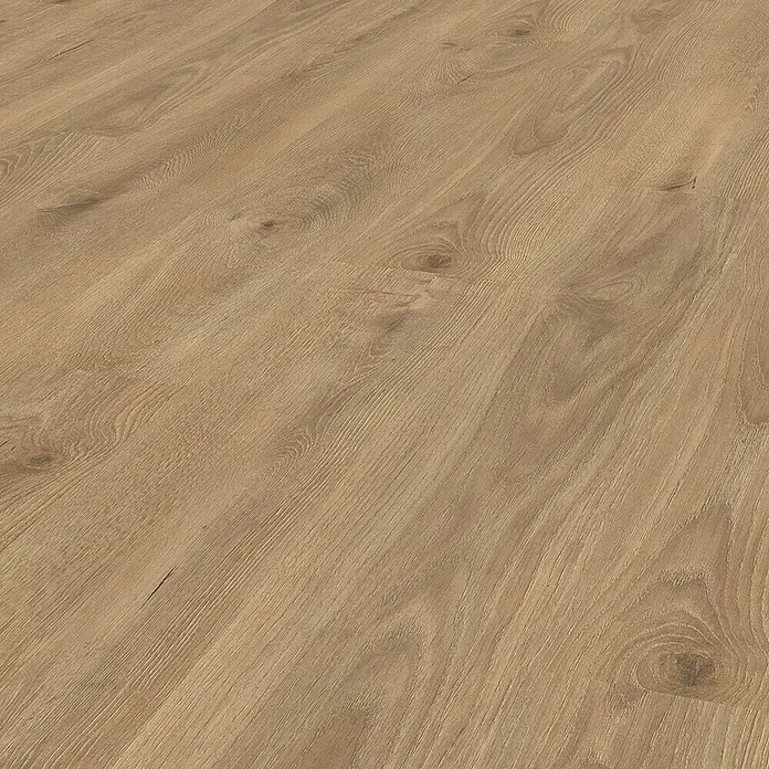 LOGOCLIC Silentos Laminat - Laguna, Landhausdiele, 1.288 x 195 x 9 mm - Nahaufnahme von Laminatboden, der die natürliche Holzstruktur mit hellbrauner Farbgebung betont, ideal für moderne Innenräume.