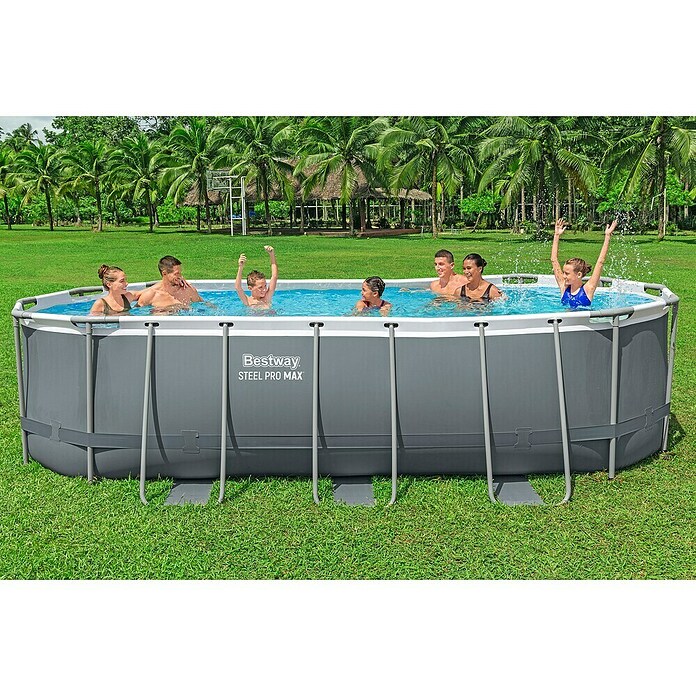 Bestway Opzetzwembad Steel Pro Max Set (l x b x h: 549 x 274 x 122 cm, Grijs, 13.430 l) | BAUHAUS