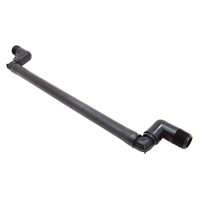 Tubo prolongador flexible con codo - 1 ud., Largo: 30 cm - Un sistema de aspersión negro con un tubo largo y dos piezas finales anguladas, presentado sobre un fondo blanco limpio.
