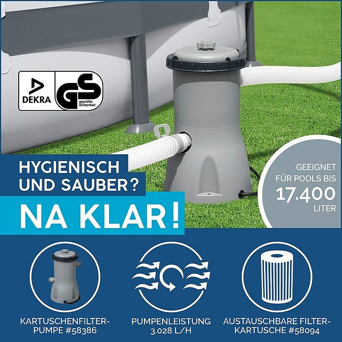 Bestway Opzetzwembad Steel Pro Max Set (Ø x h: 427 x 107 cm, Grijs, 13.030 l) | BAUHAUS