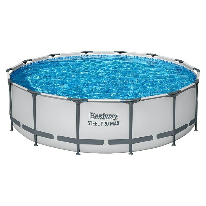Bestway Opzetzwembad Steel Pro Max Set (Ø x h: 427 x 107 cm, Grijs, 13.030 l) | BAUHAUS
