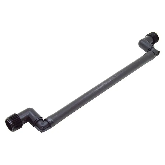 Tubo prolongador flexible con codo - 1 ud., Largo: 38 cm - Tubo negro angulado con extremos roscados para fontanería o aplicaciones de riego.