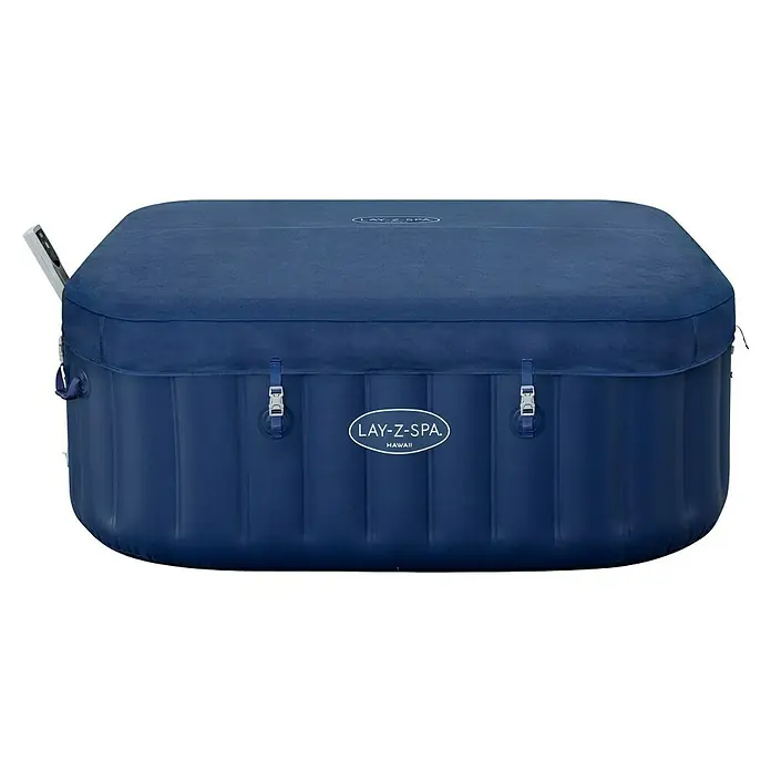 Bestway Lay-Z-Spa Mobil-Whirlpool Hawaii AirJet™ - L x B x H: 180 x 180 x 71 mm, Kobaltblau, 840 l - Abgebildeter Lay-Z-Spa Hawaii Whirlpool in marineblauer Farbe mit Abdeckung. Er bietet Entspannung und Komfort für Zuhause.