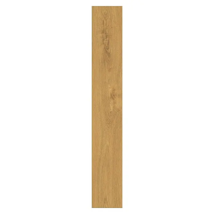 LOGOCLIC Vinto Laminat - Blue Moon, Landhausdiele, 1.288 x 195 x 9 mm - Hochformatiges Bild einer einzelnen Planke Eichenparkett mit deutlicher Maserung in warmen Brauntönen.