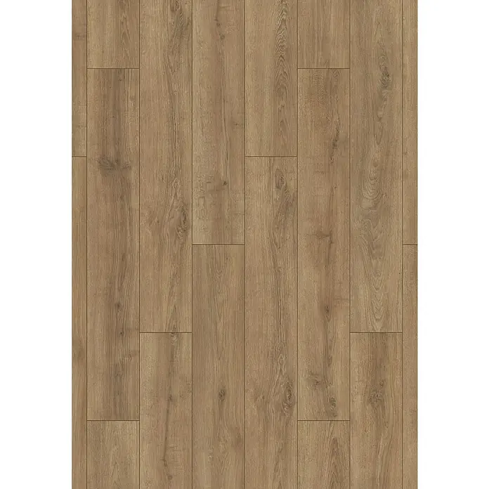 LOGOCLIC Vinto Laminat - Manhatten, Landhausdiele, 1.288 x 195 x 9 mm - Nahaufnahme von hellem, rustikalem Laminatboden in Holzoptik, der Wärme und Natürlichkeit ausstrahlt. Ideal für gemütliche Innenräume.