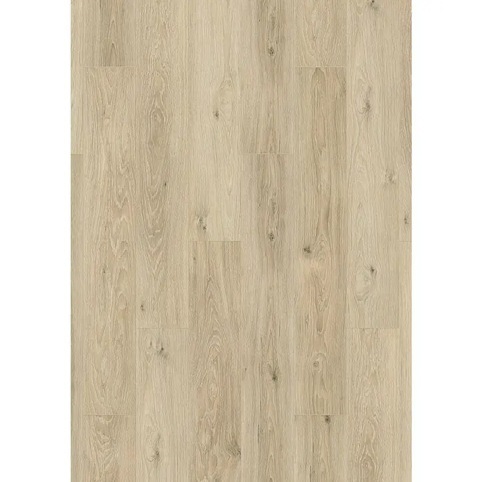 LOGOCLIC Laminat Eiche Cosmo - 1.288 x 195 x 8 mm, Landhausdiele, Eiche Cosmo - Nahaufnahme von hellem Laminatboden mit Holzmaserung, ideal für moderne Innenräume.