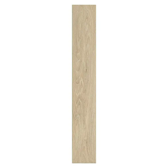LOGOCLIC Laminat Eiche Cosmo - 1.288 x 195 x 8 mm, Landhausdiele, Eiche Cosmo - Abbildung einer hellen Holzplanke mit feiner Maserung, ideal für Bodenbeläge oder Möbel.