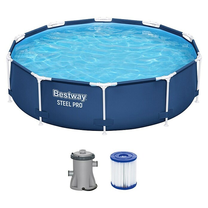 Bestway Opzetzwembad Steel Pro set (Ø x h: 305 x 76 cm, Blauw, 4.678 l) | BAUHAUS
