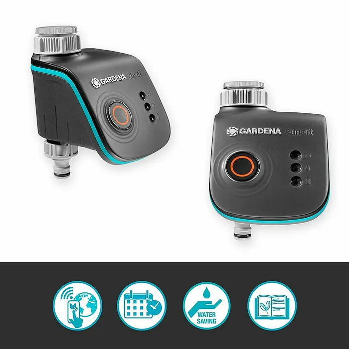 Gardena Smart system Bewässerungsautomat Smart Water Control - Betriebsdruck: 0,5 bar - 12 bar, Bewässerungsdauer: 1 min - 10 h - Zwei Gardena Smart Water Control Geräte, die eine intelligente Bewässerung per App ermöglichen und Wasser sparen.