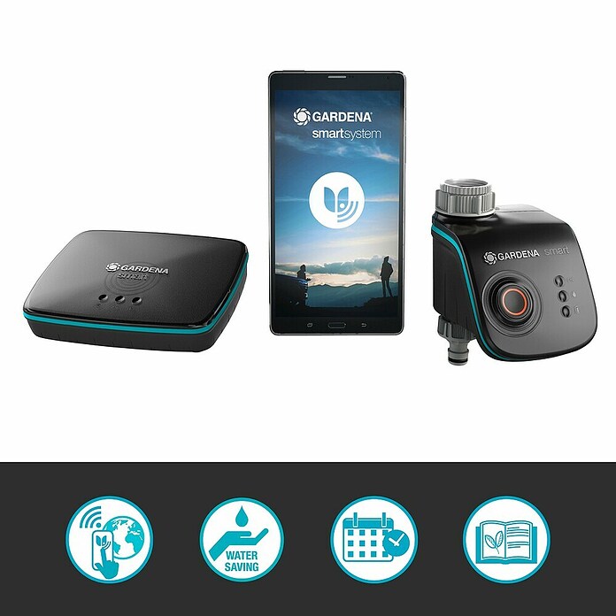 Gardena Smart system Bewässerungsautomat Water Control Set (Betriebsdruck: 0,5 - 12 bar, Bewässerungsdauer: 1 min - 10 h)