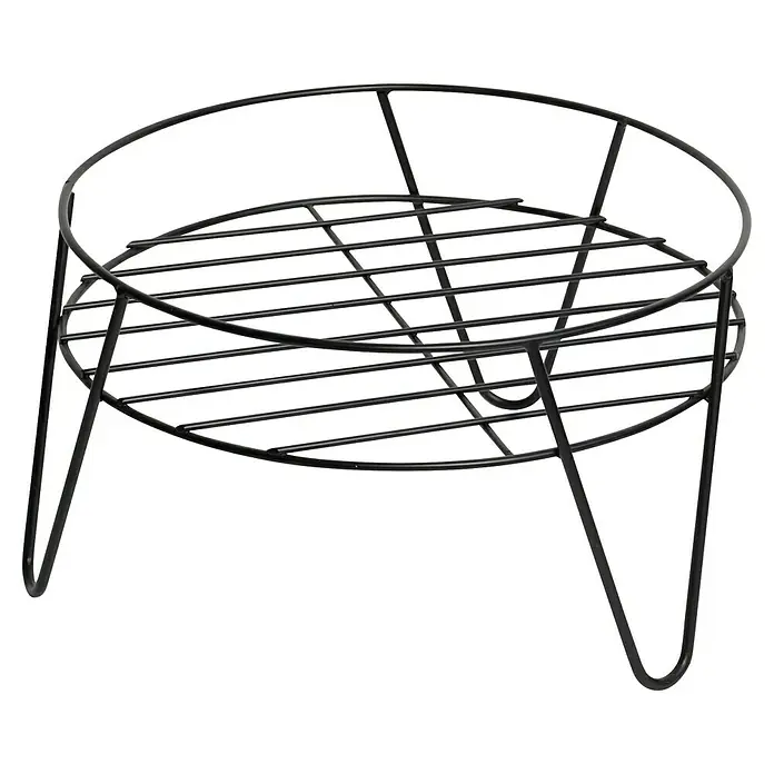 Wagner System Blumenständer - Ø x H: 24 x 20 cm, Stahl, Schwarz - Schwarzer Topfständer aus Metall mit kreisförmigem Design und Gitterstruktur. Ideal für Pflanzen und Töpfe im Innen- und Außenbereich.