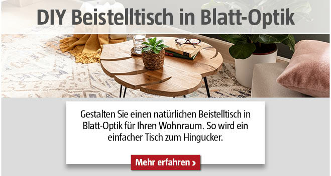 Selbstgemachter Beistelltisch in Blatt-Optik