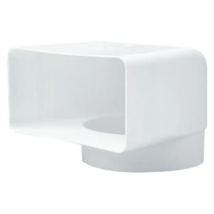Codo vertical mixto Tubpla - 100 mm, 90 ° - Campana de ventilación de secadora blanca, terminación de ventilación de secadora cuadrada, ideal para aplicaciones de ventilación de secadora de montaje en pared.