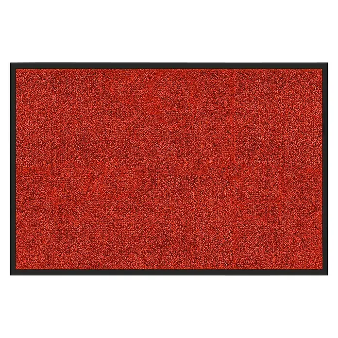 Fußmatte Rhine - Rot, 180 x 120 cm, 100 % Polyamid - Roter Fußabstreifer mit schwarzem Rahmen, ideal für den Eingangsbereich, um Schmutz und Feuchtigkeit zu entfernen. Strapazierfähig und stilvoll.