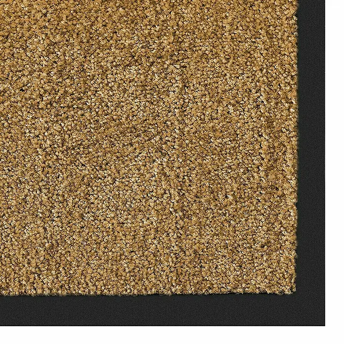 Fußmatte Rhine - Beige, 600 x 90 cm, 100 % Polyamid - Detailaufnahme einer braunen Teppichfliese mit dunkler Umrandung, die Textur und Material des Teppichs hervorhebt.