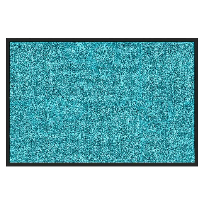 Fußmatte Rhine - Türkis, 180 x 120 cm, 100 % Polyamid - Schmutzfangmatte in Türkis mit schwarzem Rand, ideal für den Eingangsbereich, um Schmutz und Nässe fernzuhalten.