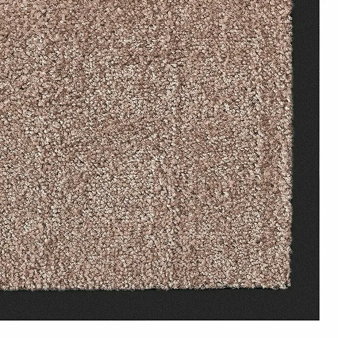 Fußmatte Rhine - Hellbeige, 180 x 120 cm, 100 % Polyamid - Nahaufnahme eines beigen Teppichs mit dunkler Umrandung. Das Teppichmuster ist dicht und flauschig, ideal für Wohnräume.