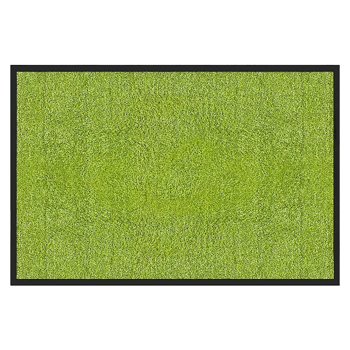 Fußmatte Rhine - Limone, 60 x 40 cm, 100 % Polyamid - Grüner Flor-Teppich in einem schwarzen Rahmen, ideal für moderne Wohnräume, bringt Frische und Farbe ins Interieur.