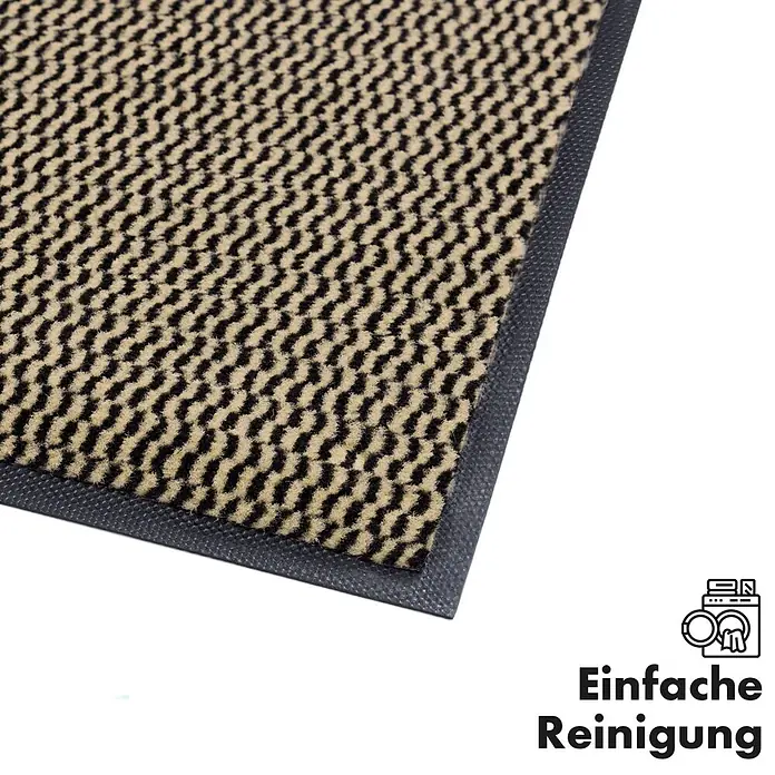 Fußmatte Sky Novo - Ocker/Schwarz, 120 x 90 cm, 100 % Polypropylen - Schmutzfangmatte in Beige und Schwarz mit gerippter Oberfläche und OEKO-TEX®-Siegel für einfache Reinigung.