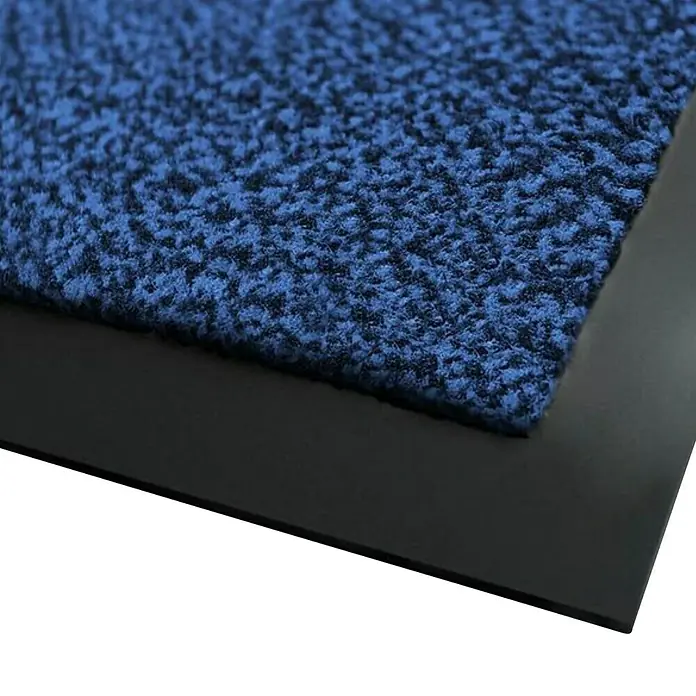 Fußmatte Sky - Blau, 200 x 135 cm, 100 % Polypropylen - Die blaue Schmutzfangmatte mit schwarzem Rand ist robust und fängt Schmutz effizient ab. Ideal für Eingänge und stark frequentierte Bereiche.