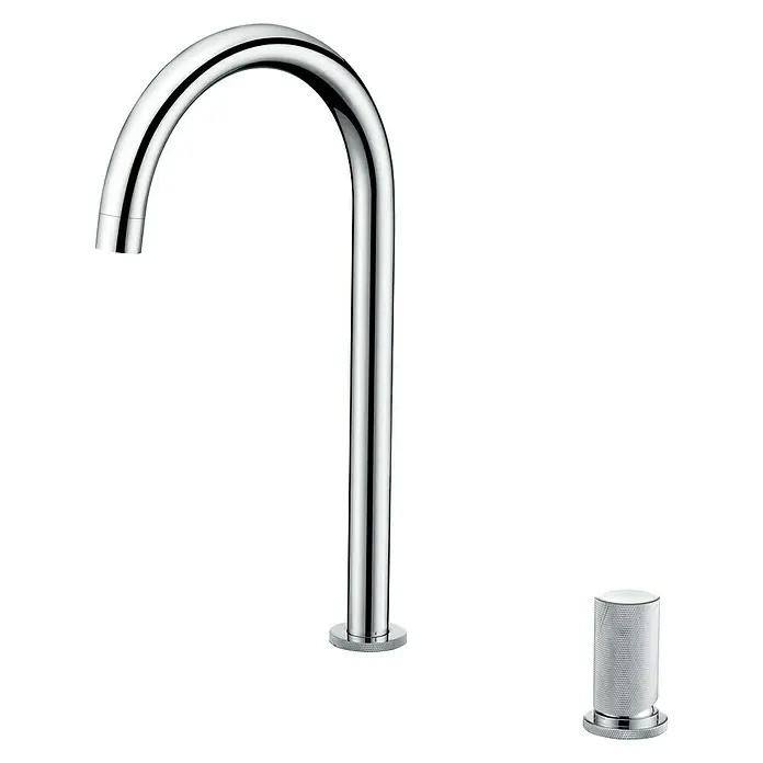 Imex Grifo de cocina Manacor - Cromo - Un moderno grifo de baño cromado con caño alto y manija moleteada separada. Un diseño elegante apto para cualquier lavabo.