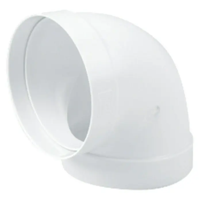 Codo redondo Tubpla - 100 mm, 90 ° - Codo de plástico blanco de 90 grados para sistemas de plomería y drenaje. Un producto duradero y fiable.