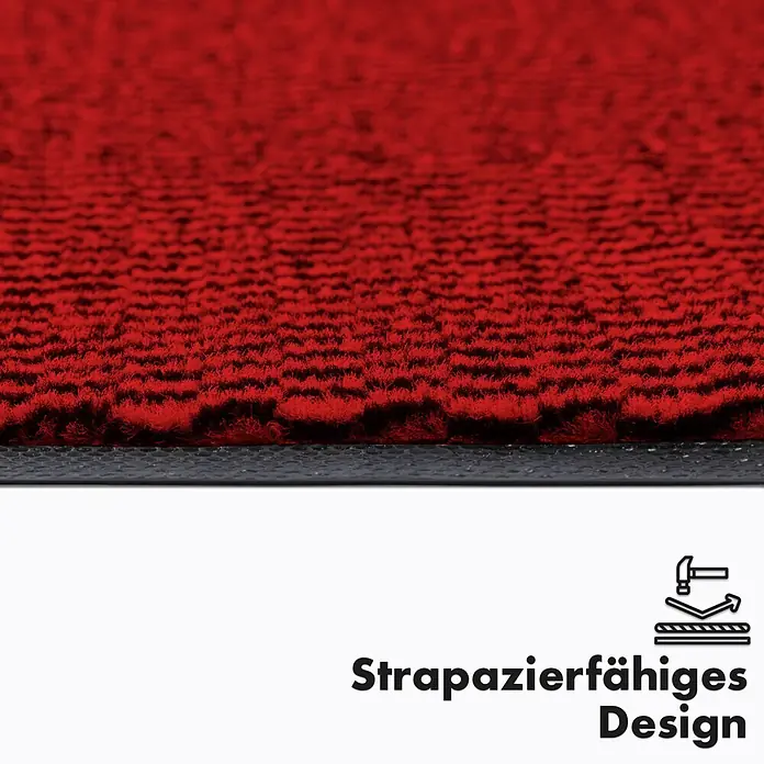 Fußmatte Sky Novo - Rot, 60 x 40 cm, 100 % Polypropylen - Detailansicht einer roten Fußmatte mit OEKO-TEX-Zertifikat und strapazierfähigem Design.