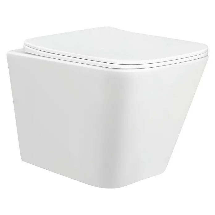 Pack de WC suspendido Chesapeake - Sin borde de descarga, Blanco - Un inodoro suspendido moderno en blanco. Su diseño minimalista es una adición ideal a cualquier baño.