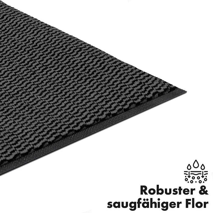 Fußmatte Sky Novo - Anthrazit, 90 x 60 cm, 100 % Polypropylen - Eine graue, robuste und saugfähige Fußmatte für den Innenbereich, die Schmutz und Feuchtigkeit zuverlässig aufnimmt.