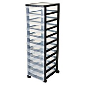 Rollcontainer (L x B x H: 38 x 30 x 105,5 cm, 10 Schubladen, Kunststoff)
