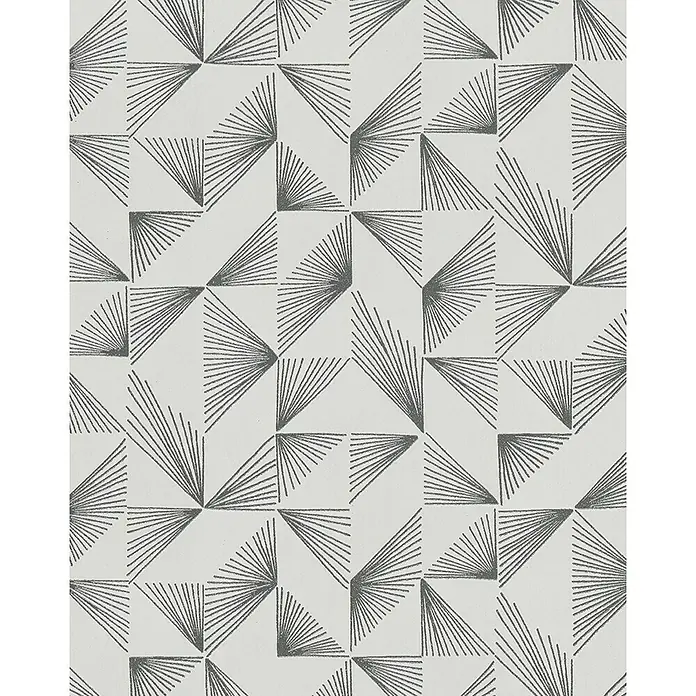 SCHÖNER WOHNEN-Kollektion Vliestapete - Grau/Silber, Grafisch, 10,05 x 0,53 m - Abstraktes Muster mit grauen, dreieckigen Motiven auf hellgrauem Hintergrund für moderne Wandgestaltung.
