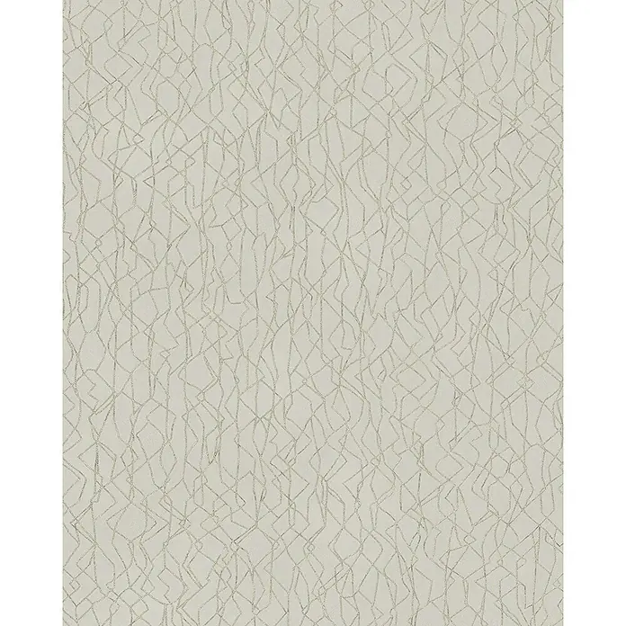Marburg La Vie Vliestapete - Greige/Gold, Grafisch, 10,05 x 0,53 m - Beige Tapete mit einem silbernen, abstrakten, netzartigen Muster, das eine subtile Textur und ein elegantes Design bietet.