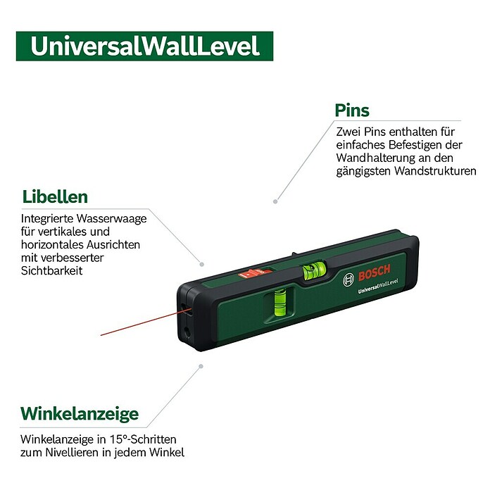 Bosch Linienlaser Universal Wall Level (Max. Arbeitsbereich: 5 m - 20 m) | BAUHAUS