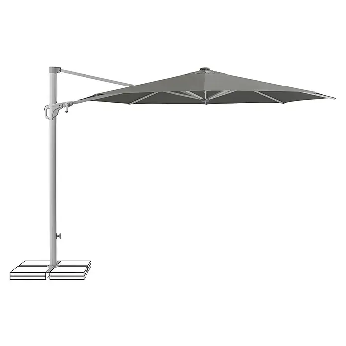 Suncomfort Ampelschirm rund Familyflex - Steingrau, Durchmesser Bespannung: 300 cm - Schirm mit elegantem Design, ideal für den Außenbereich. Die robuste Konstruktion bietet zuverlässigen Sonnenschutz und Stabilität.