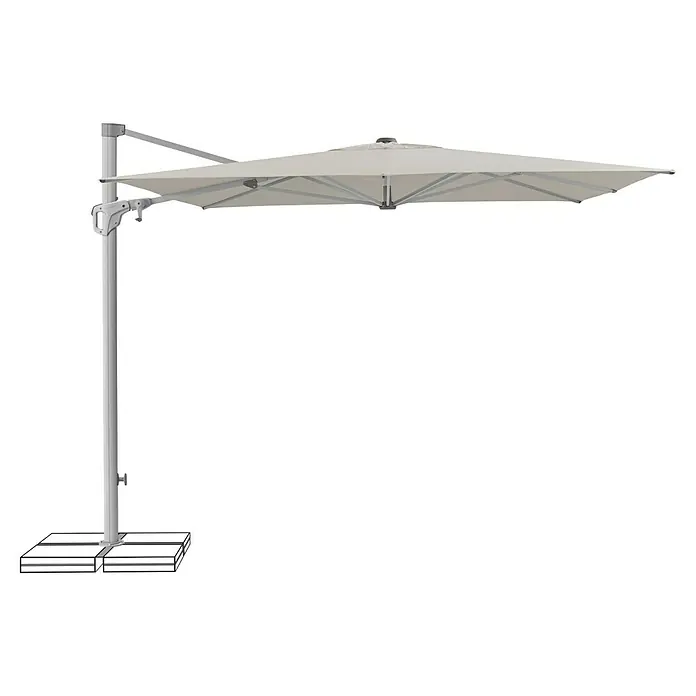 Suncomfort Ampelschirm Familyflex - Hellgrau, Bespannungsmaß (L x B): 250 x 250 cm - Bild einer Gartenschirm mit stabilem Standfuß und robustem Gestell, ideal für sonnige Tage im Freien.