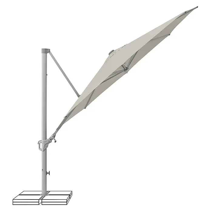 Suncomfort Ampelschirm rund Familyflex - Hellgrau, Durchmesser Bespannung: 300 cm - Ein eleganter, seitlich montierter Sonnenschirm in Grau bietet Schutz vor der Sonne und ist eine stilvolle Ergänzung für jeden Außenbereich.