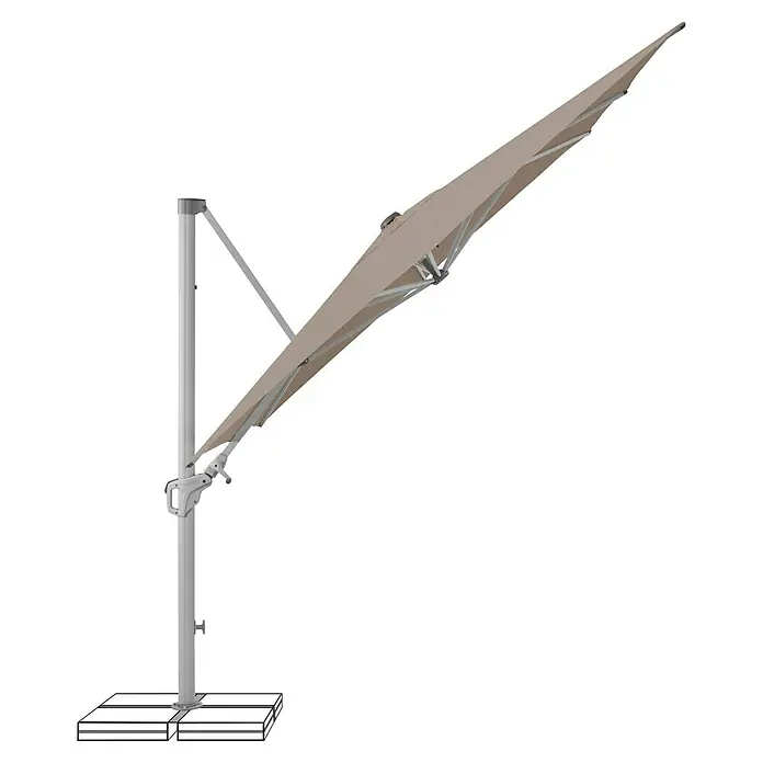 Suncomfort Ampelschirm Familyflex - Helles Taupe, Bespannungsmaß (L x B): 250 x 250 cm - Ein stilvoller Ampelschirm mit robustem Standfuß, ideal für den Garten oder die Terrasse. Der Sonnenschutz spendet angenehmen Schatten.