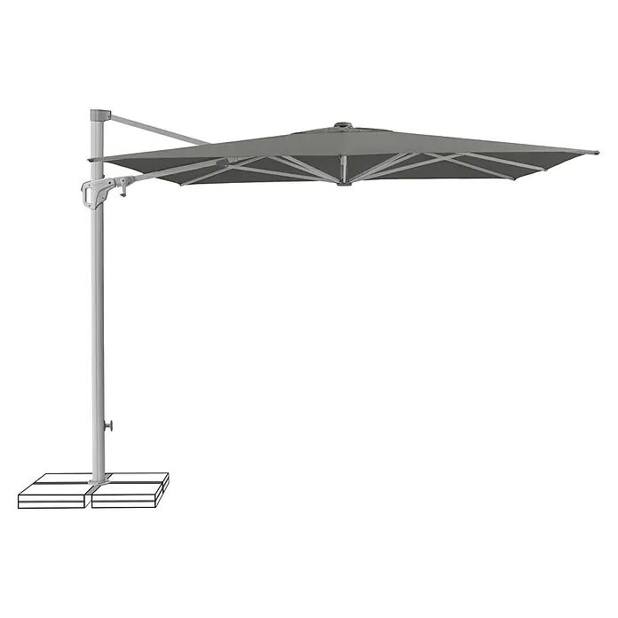 Suncomfort Ampelschirm Familyflex - Steingrau, Bespannungsmaß (L x B): 250 x 250 cm - Grauer Ampelschirm mit stabilem Standfuß für den Außenbereich, ideal für Garten und Terrasse.
