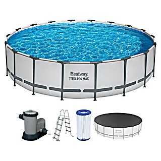 Bestway Opzetzwembad Steel Pro MAX (Ø x h: 549 x 122 cm, Grijs, 23.062 l)