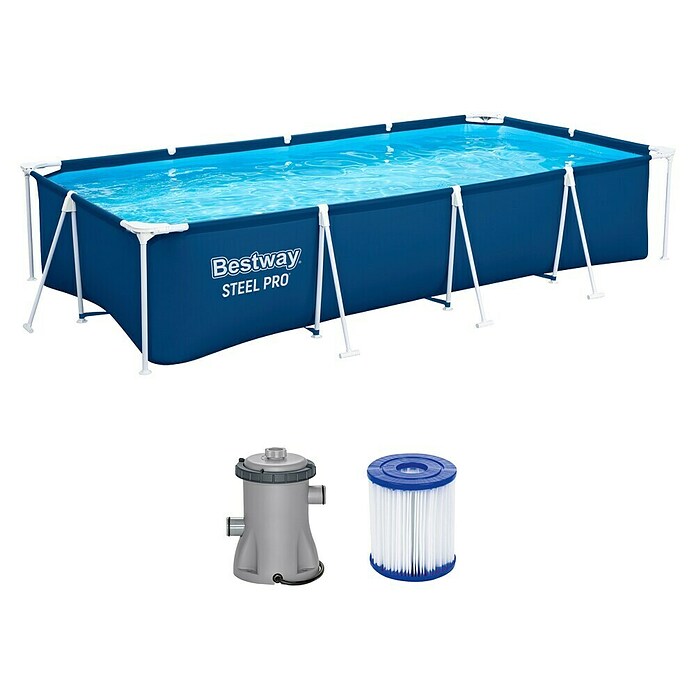 Bestway Opzetzwembad Steel Pro Set 400 (l x b x h: 400 x 211 x 81 cm, Blauw, 5.700 l) | BAUHAUS