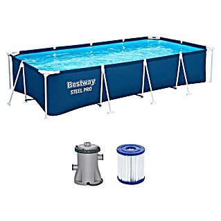 Bestway Opzetzwembad Steel Pro Set 400 (l x b x h: 400 x 211 x 81 cm, Blauw, 5.700 l)