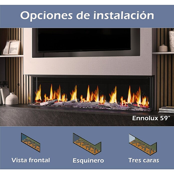 Focalpoint Chimenea eléctrica Ennolux LCD 59 (1.400 W, Gris/Negro, L x An x Al: 21,95 x 152,5 x 53 cm) | BAUHAUS