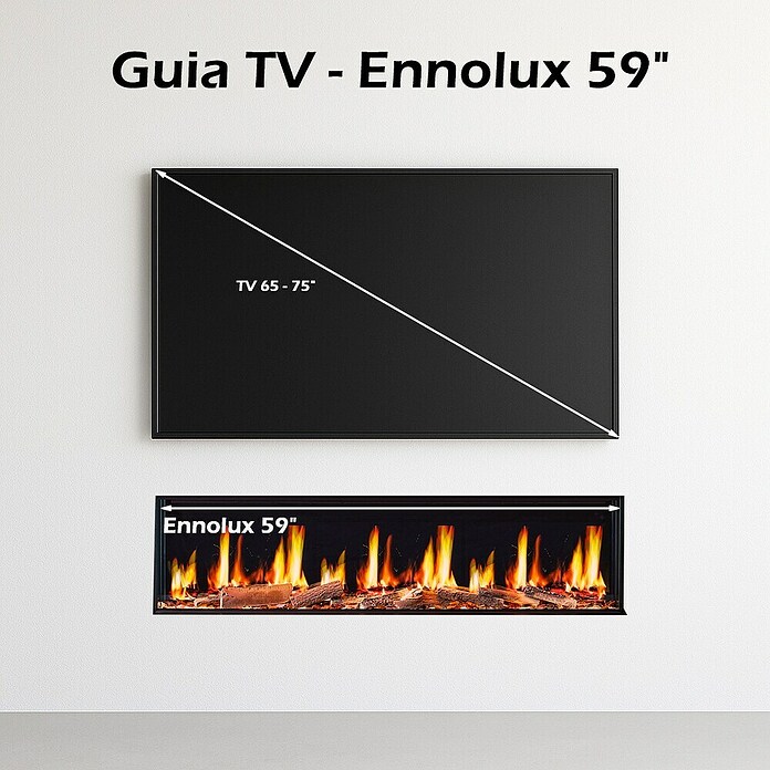 Focalpoint Chimenea eléctrica Ennolux LCD 59 (1.400 W, Gris/Negro, L x An x Al: 21,95 x 152,5 x 53 cm) | BAUHAUS