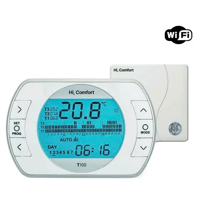 Beretta Caldera Ciao X30 con instalación incluida - 30 kW, 8 l, Display multifunción - Termostato inteligente Hi, Comfort T100 con WiFi, para un control cómodo de la temperatura en tu hogar.