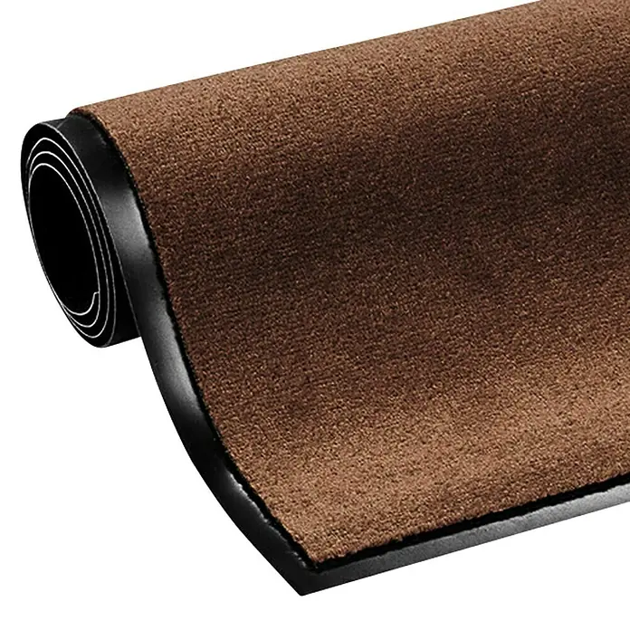 Fußmatte Monochrom - Braun, 180 x 60 cm, 100 % Polyamid - Braune, aufgerollte Fußmatte mit schwarzer Gummibasis, ideal für den Innen- und Außenbereich, um Schmutz abzufangen und Böden zu schützen.