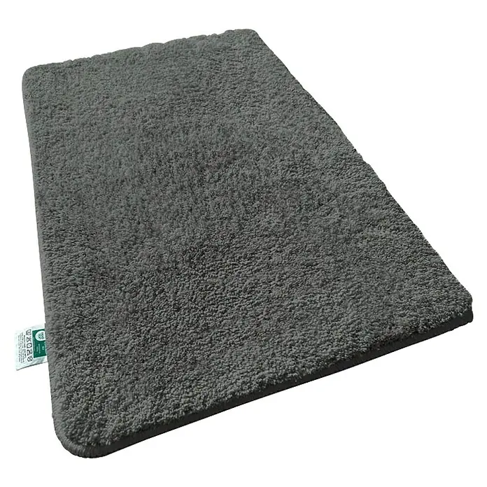 Floordirekt Badteppich Sky - 60 x 50 cm, Dunkelgrau, 100% Polyester - Graue Badematte mit weicher Textur, ideal für Badezimmer. Sie bietet Komfort und Sicherheit auf nassen Fliesen.