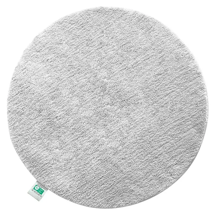 Floordirekt Badteppich Sky - 120 x 120 cm, Weiß, 100% Polyester - Runder, flauschiger, grauer Badteppich aus Baumwolle mit kleinem Label an der Seite, ideal für Badezimmer oder als Akzent im Raum.